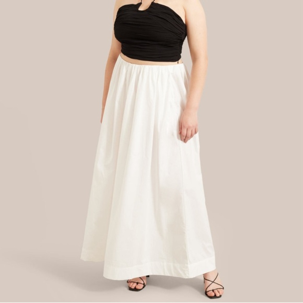 MODERN CITIZEN white cotton Zadie Pleated Maxi Skirt